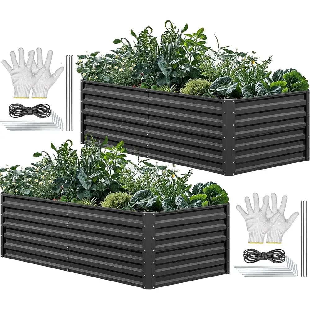 Garden Gloves - حوض زراعة معدني مجلفن كبير مقاس