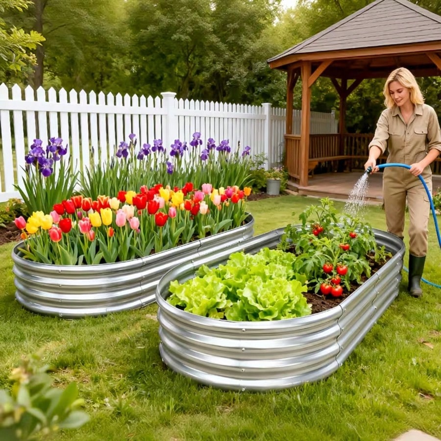 قطعتان من أحواض الزراعة البيضا - مراجعة Raised Garden Bed وسعره